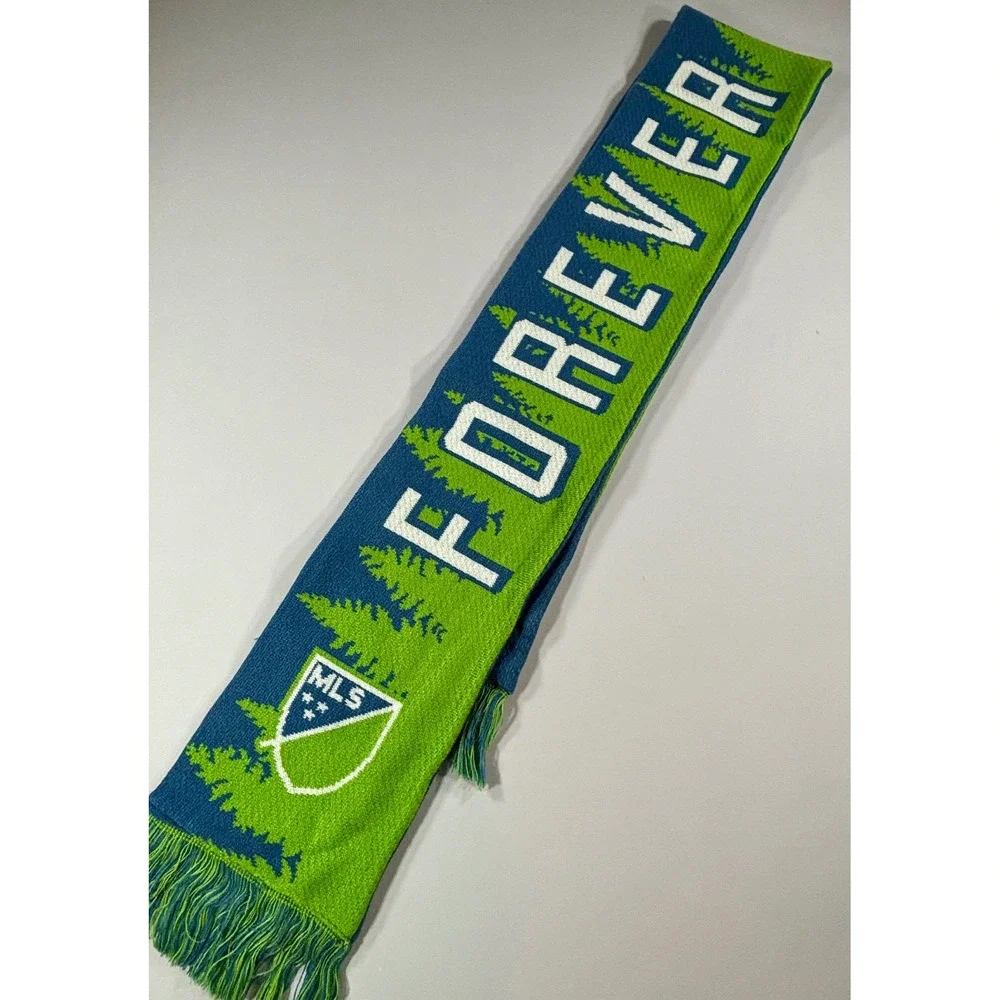 MLS Mens Seattle Sounders FC Soccer Scarf OS Blue Green Acrylic Forever Green